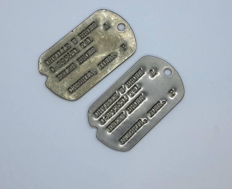 WW2 Dog Tags. 1941. Cambria Iowa. Next to kin