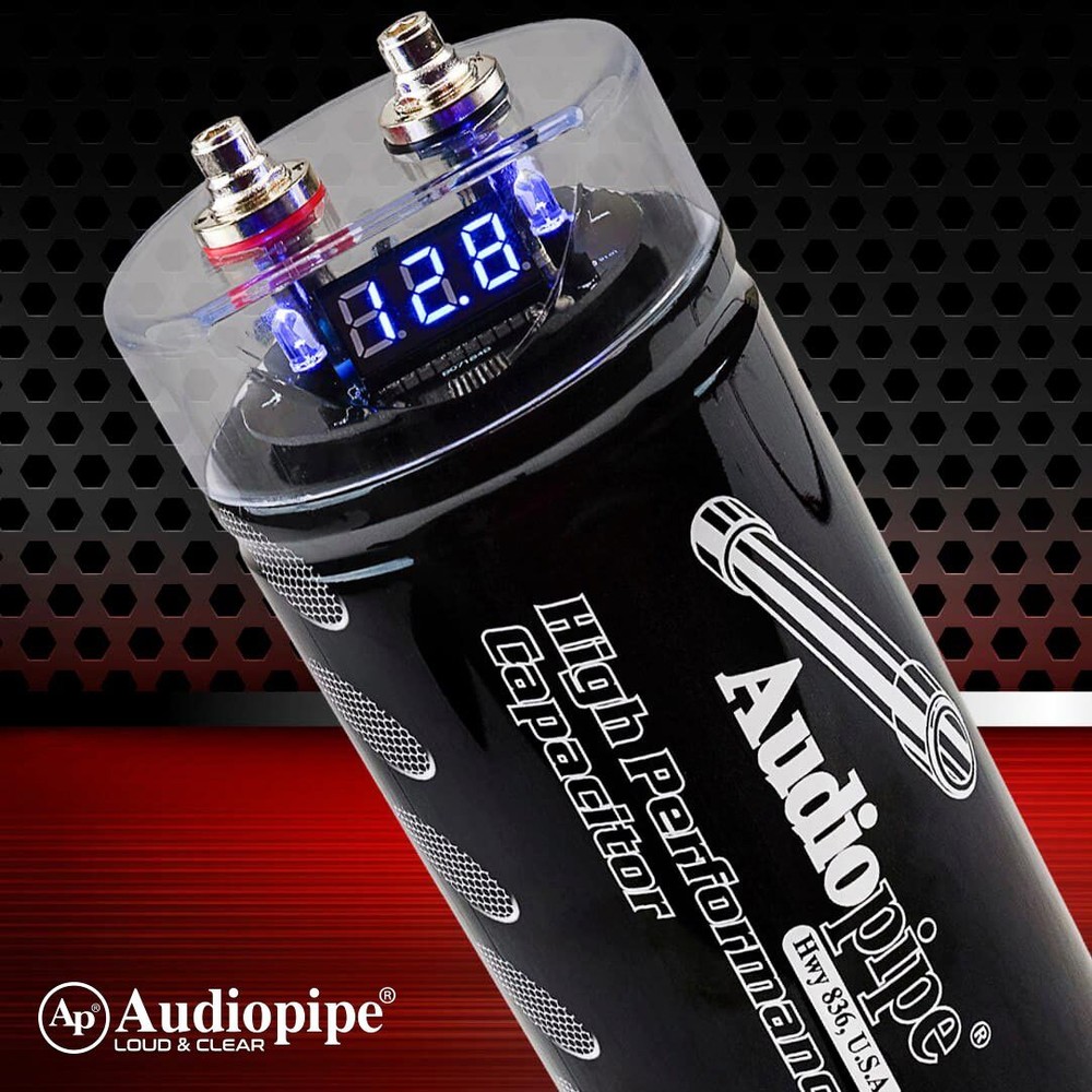 AUDIOPIPE 3.5 FARAD POWER CAPACITOR w/DIGITAL VOLTAGE DISPLAY & STATUS INDICATOR
