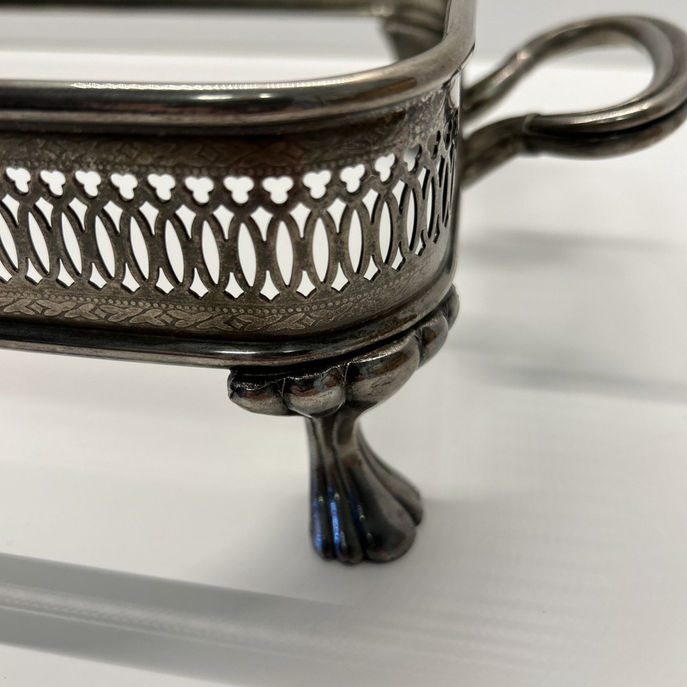 Silverplate Casserole Dish/Book Holder Reticulated Footed Vintage
