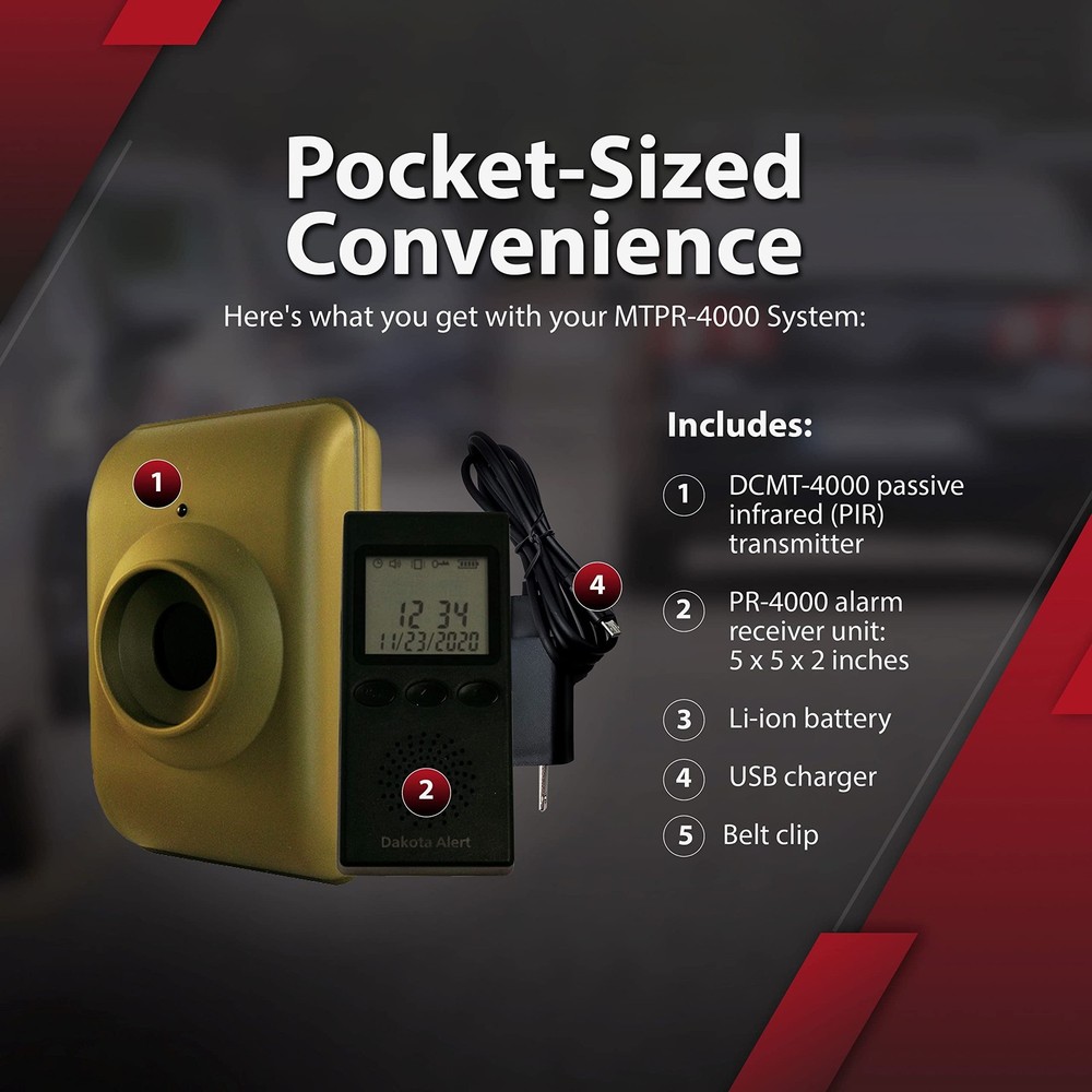 Long Range Motion Sensor System- Dakota Alert MTPR-4000 Wireless Black