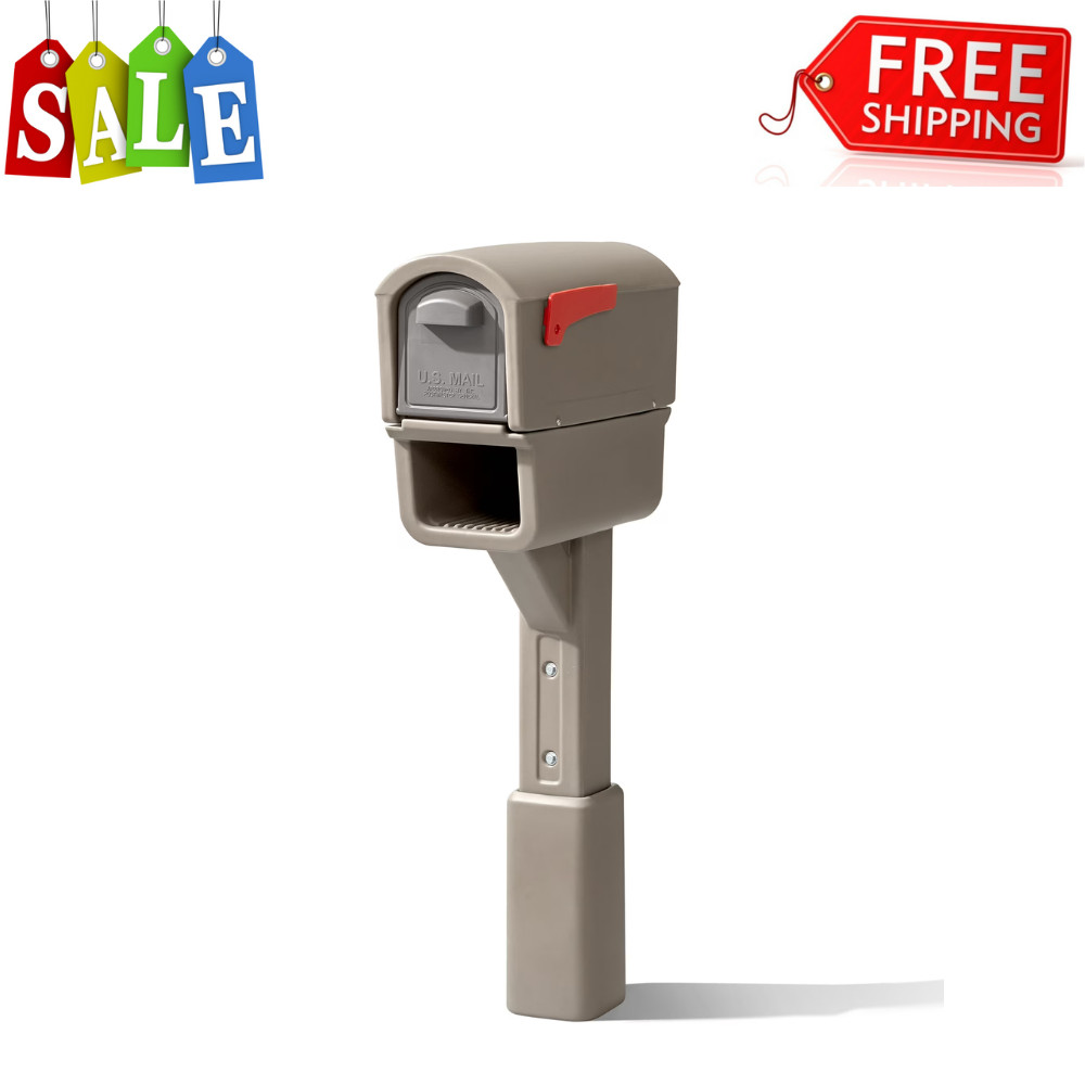 Step2 MailMaster Express Plus Mailbox, Mocha Brown, Durable Plastic, Post Mount