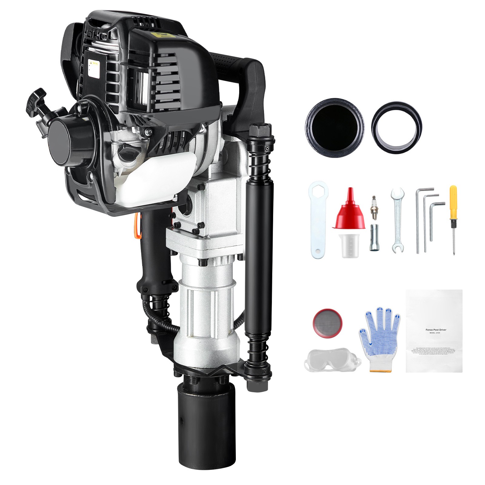 Uimoso 37.77cc Gas-Powered T Post Driver 4-Stroke Fence Piling Pounder w/ 2 Head