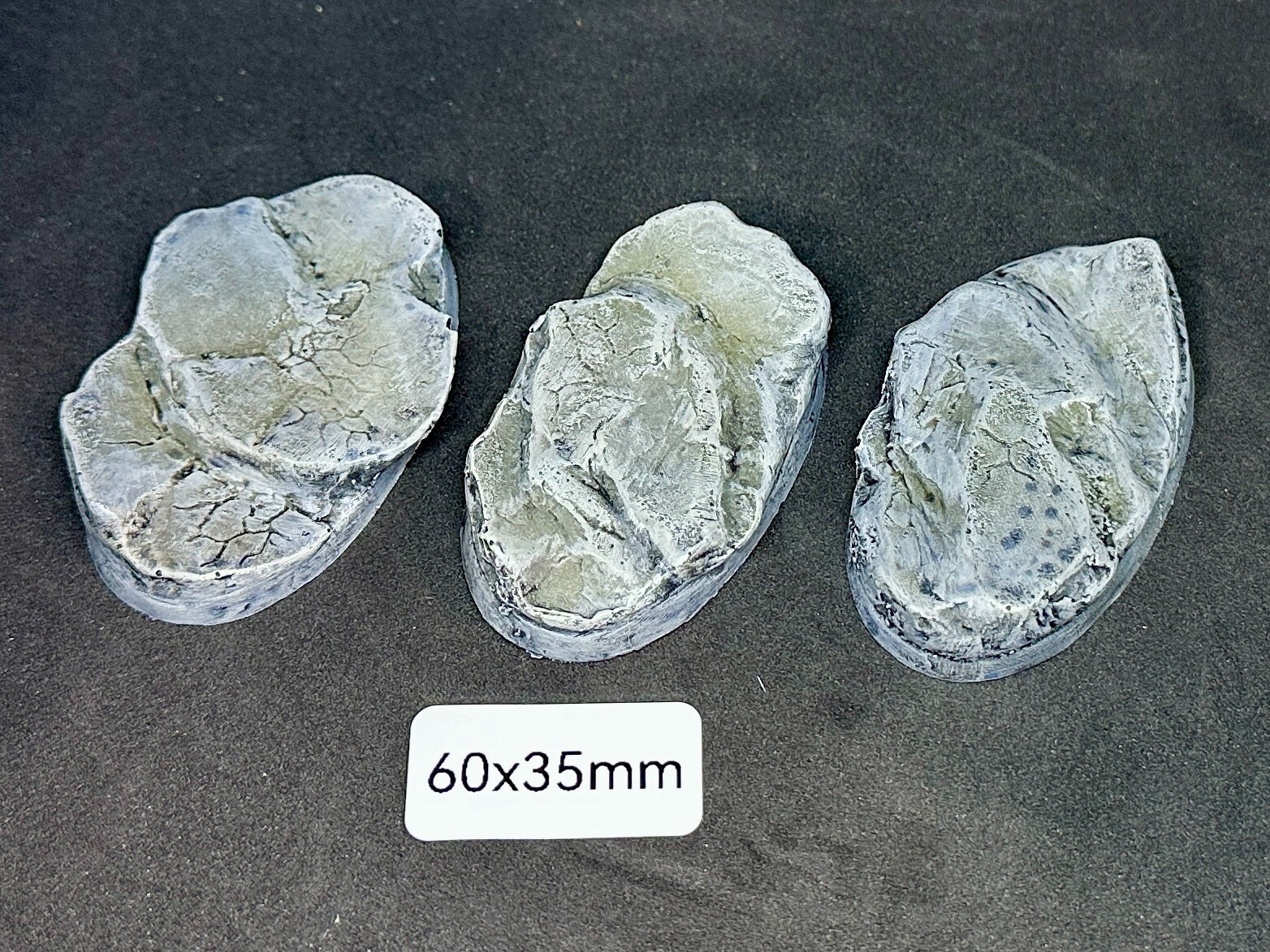 60mm Oval 60x35mm (3) Resin Base Slate v2 Scenic Rock Miniature Warhammer 40k
