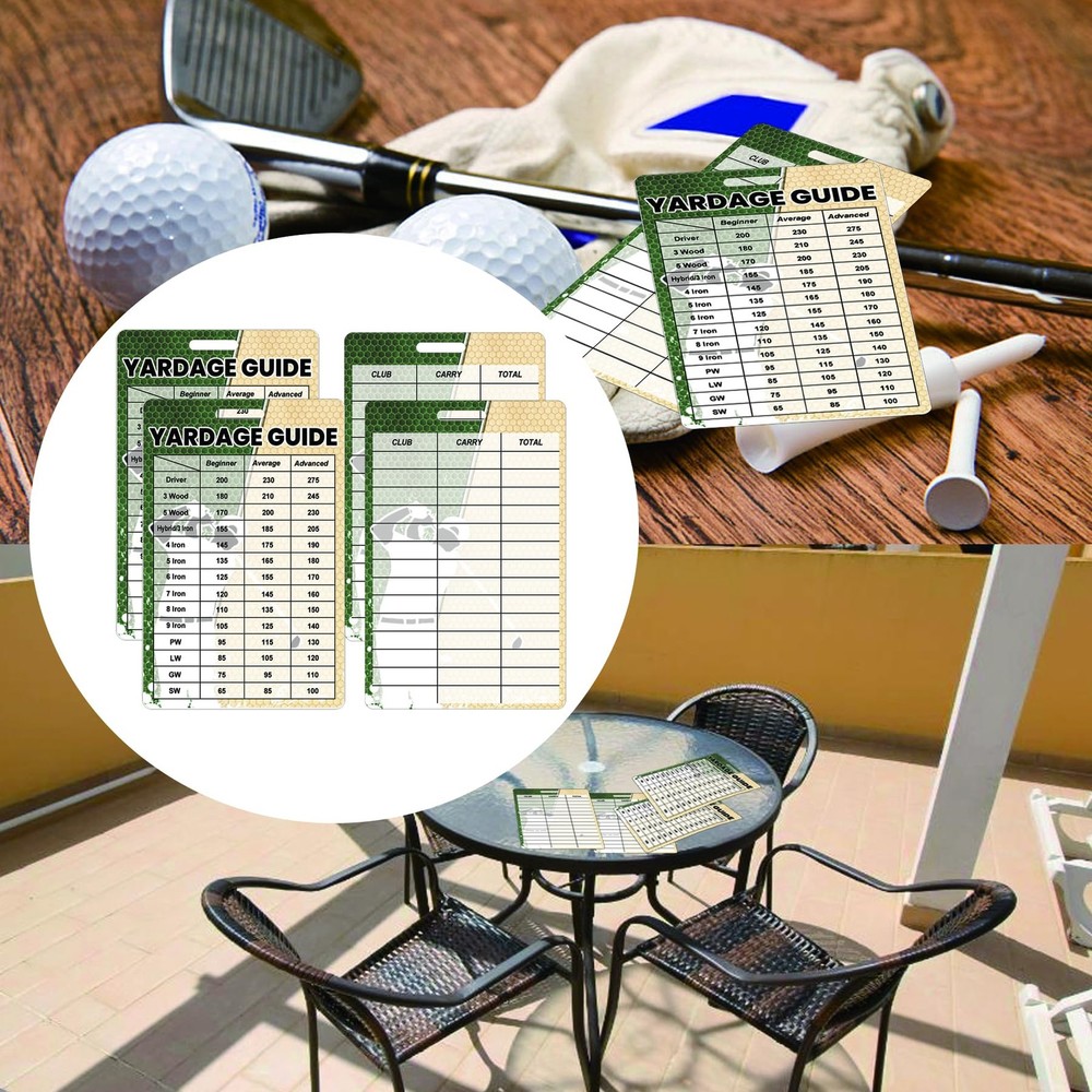 2pcs Golfers Quick Reference Distance Card Golf Club Range Estimation Cheat S...