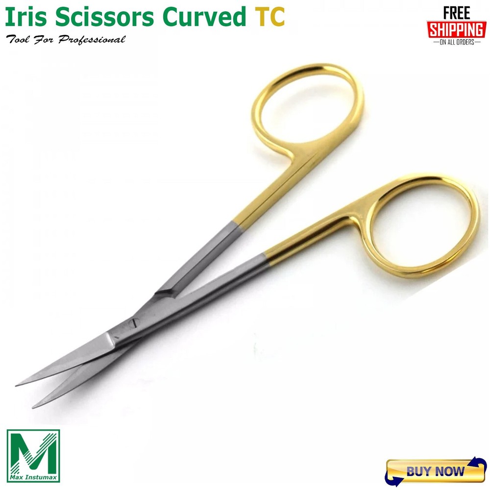 Premium GERMAN TC Iris Scissors 4.5" Curved Surgical Dental Instruments