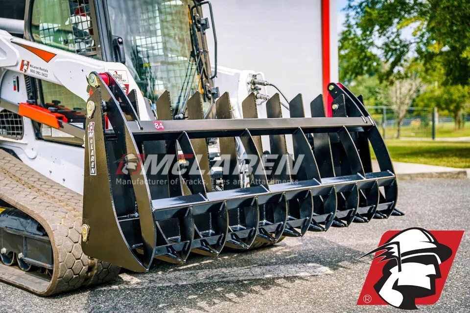 Skid Steer Root Rake Grapple Bucket Attachment for John Deere 78" Wide