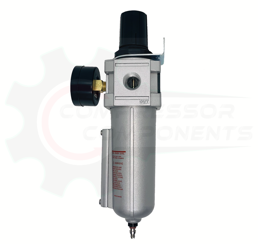 1/2" Air Pressure Regulator / Filter Combo With Manual Drain & 5 Micron Filter