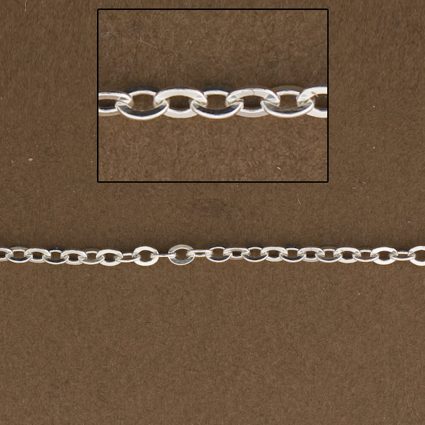 3ft, Sterling Silver Cable Chain. Thin Flat Cable Chain, Jewelry Design, #1617F