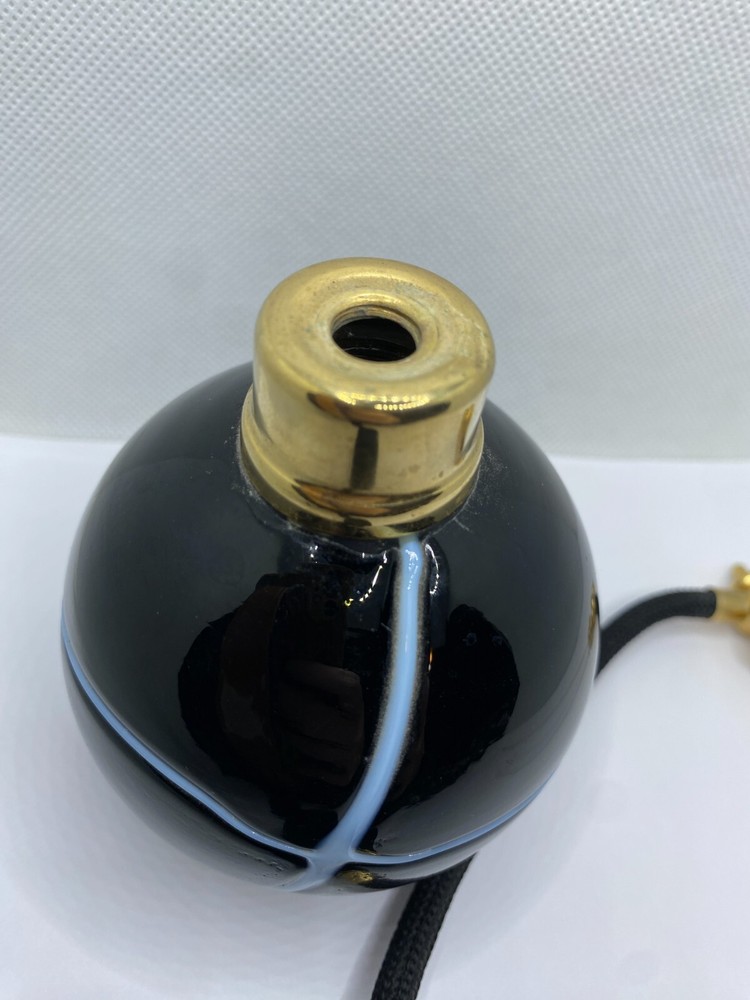 Perfume Atomizer Black & White 3" Round Art Glass Sphere Bottle With Bulb
