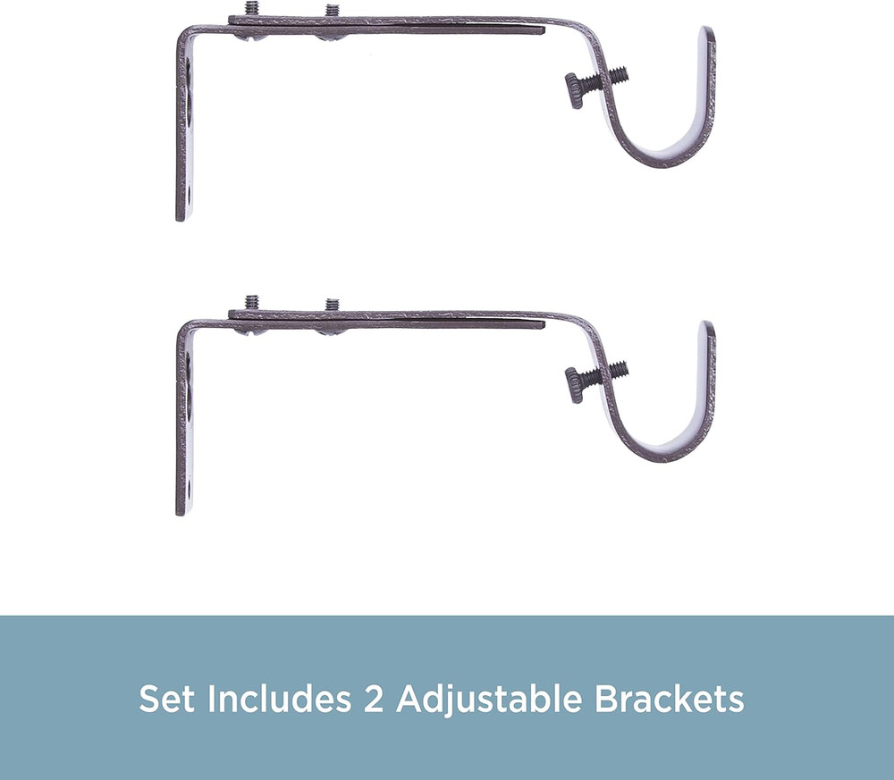 Adjustable Curtain Rod Brackets, Mocha (2-Pack)