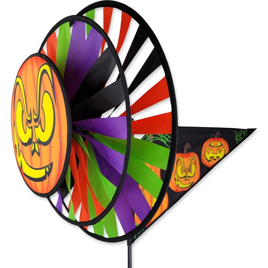 Halloween Pumpkin Triple Wind Spinner Large 33"
