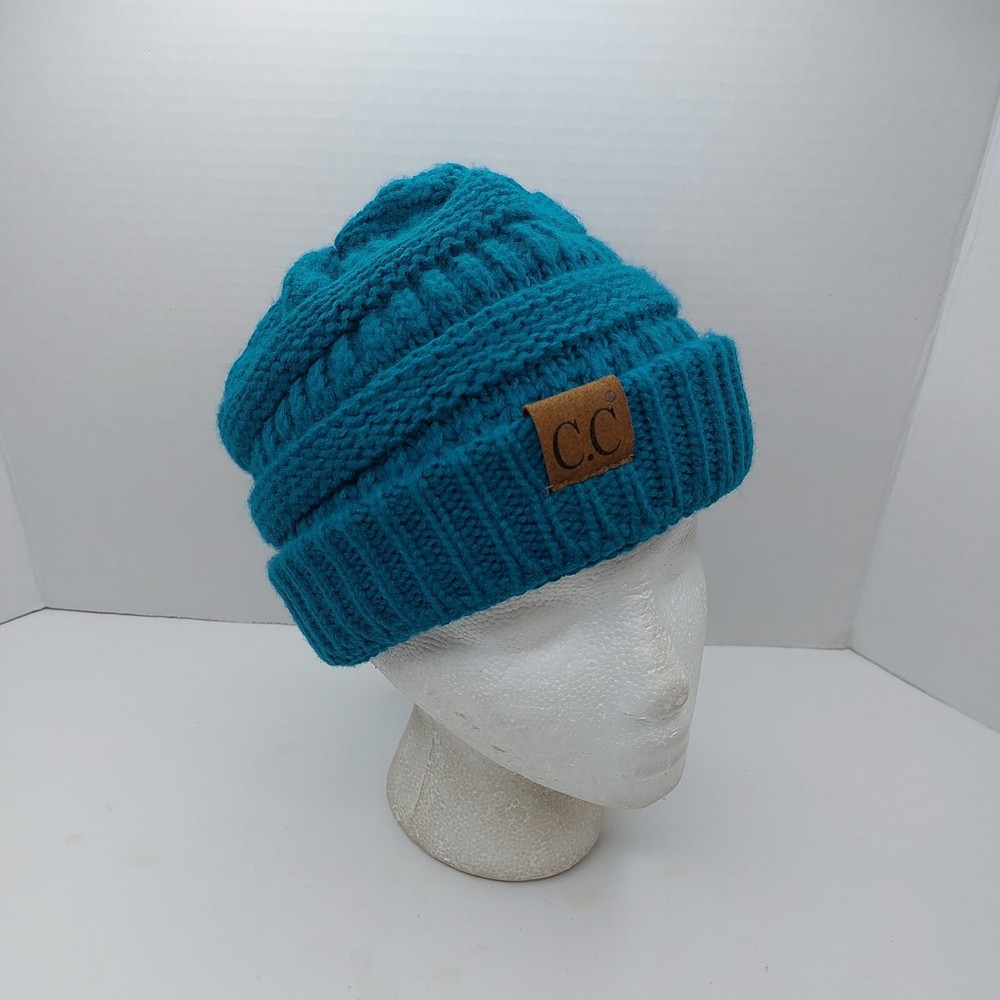 CC Teal Knit Beanie Hat Cap