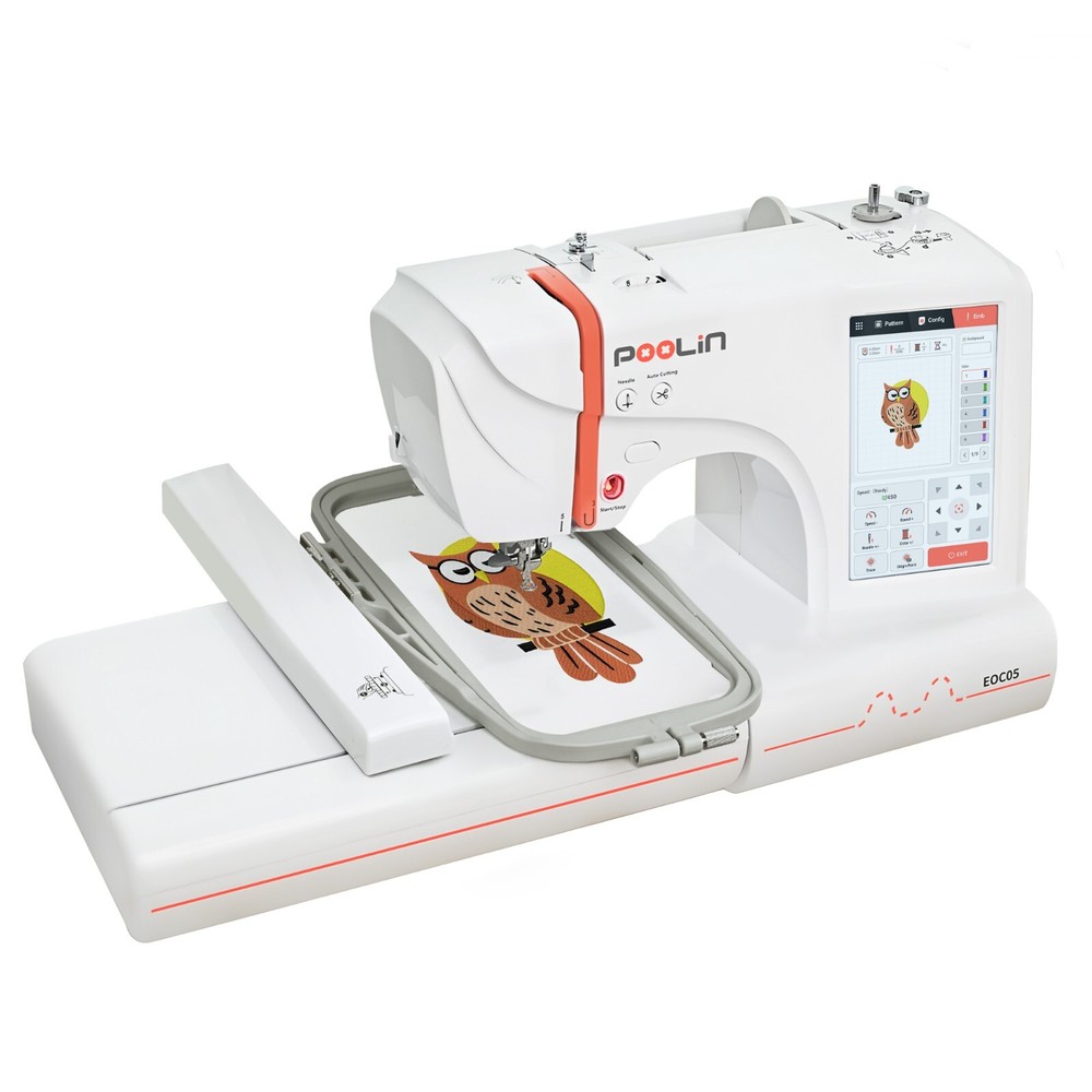 POOLIN EOC05 4 x 9in Embroidery Machine Computerized 7in Large LCD Touch Screen