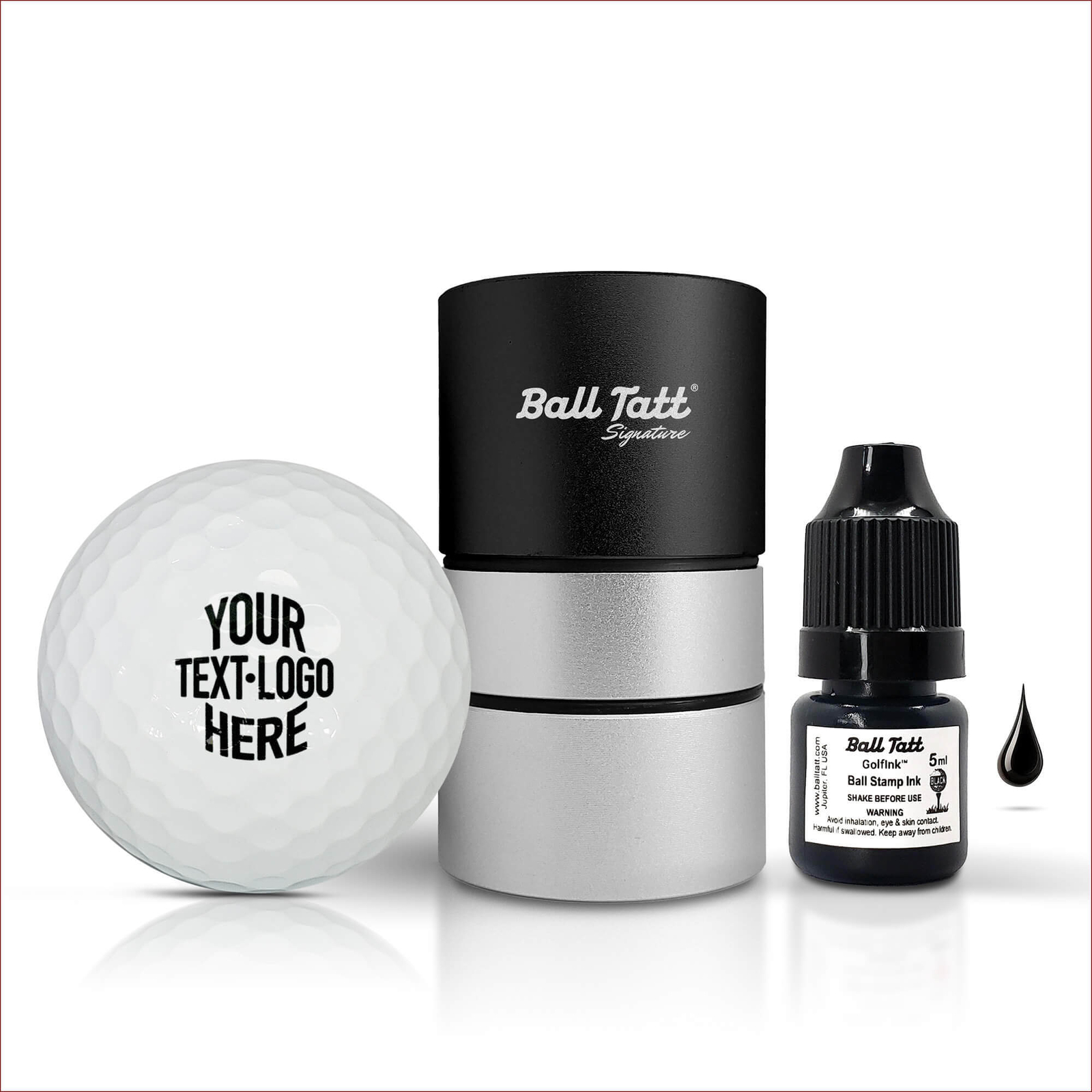 Ball Tatt Personalized Golf Ball Stamp Self-Inking Refillable Golf Ball Marker