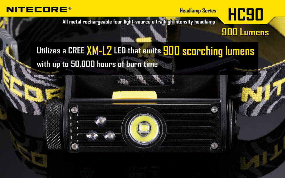 Nitcore HC90 Rechargeable Headlamp w/VCL10 Multi-Tool/USB Car Adapter