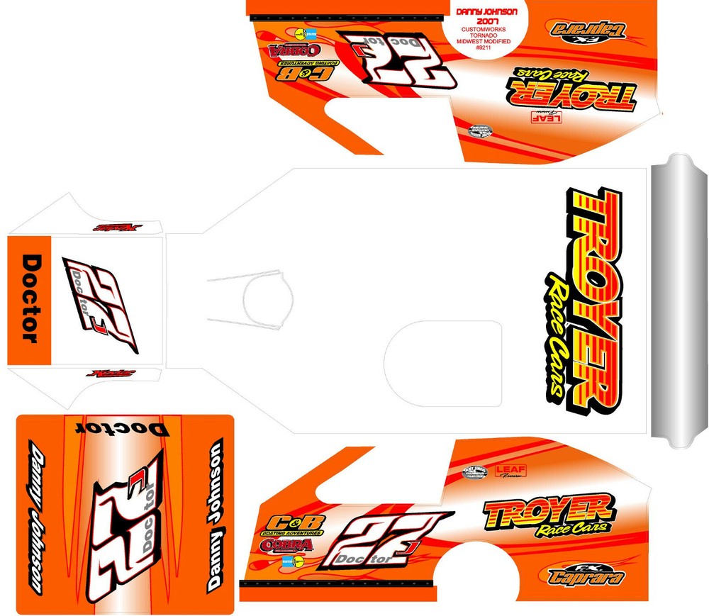 CUSTOMWORKS TORNADO MIDWEST MOD CAR 9211 Danny Johnson 2007 THEME WRAP KIT