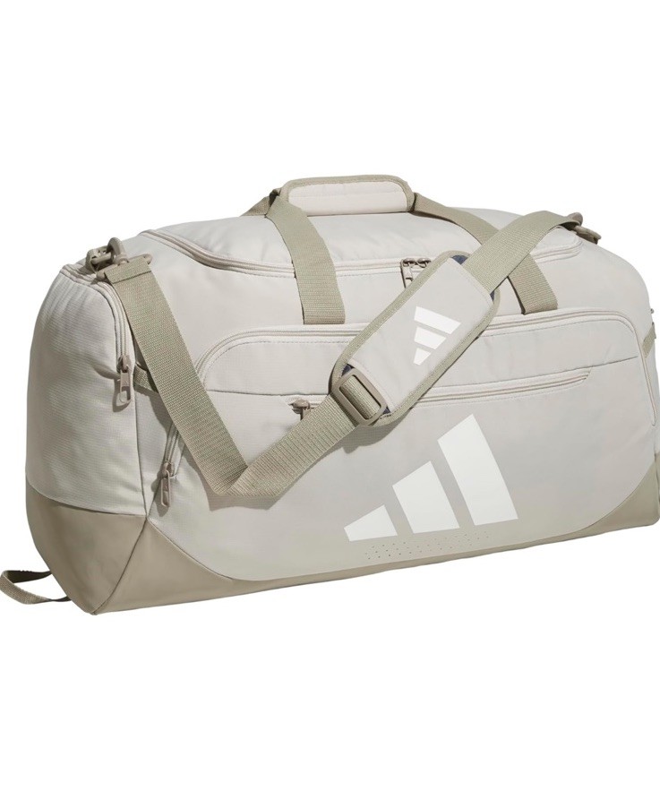 Adidas Defender 5 MEDIUM Gym Training Duffel Bag, Beige Gray