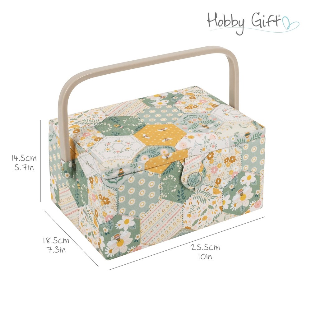 Hobby Gift Medium Sewing Box Craft Storage Box with Handle Internal Accessori...