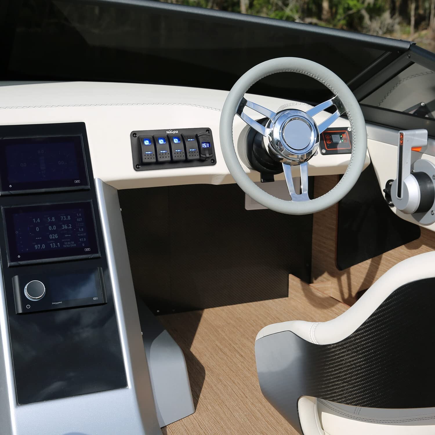 Nilight Waterproof Rocker Switch Toggle ON Off ON Switch DPDT 7Pin 12V 24V