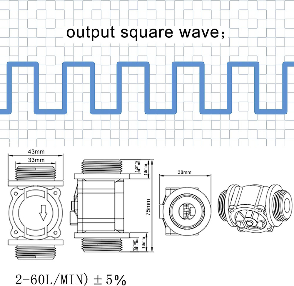 DIGITEN G1" Water Flow Hall Effect Sensor Switch Flow Meter Flowmeter Counter 1-