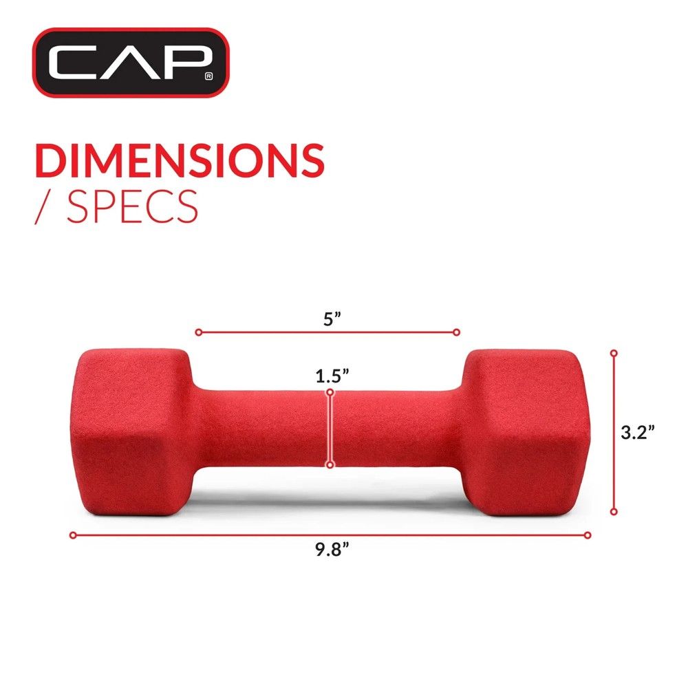 CAP, 10lb Neoprene Dumbbell, Red, Single