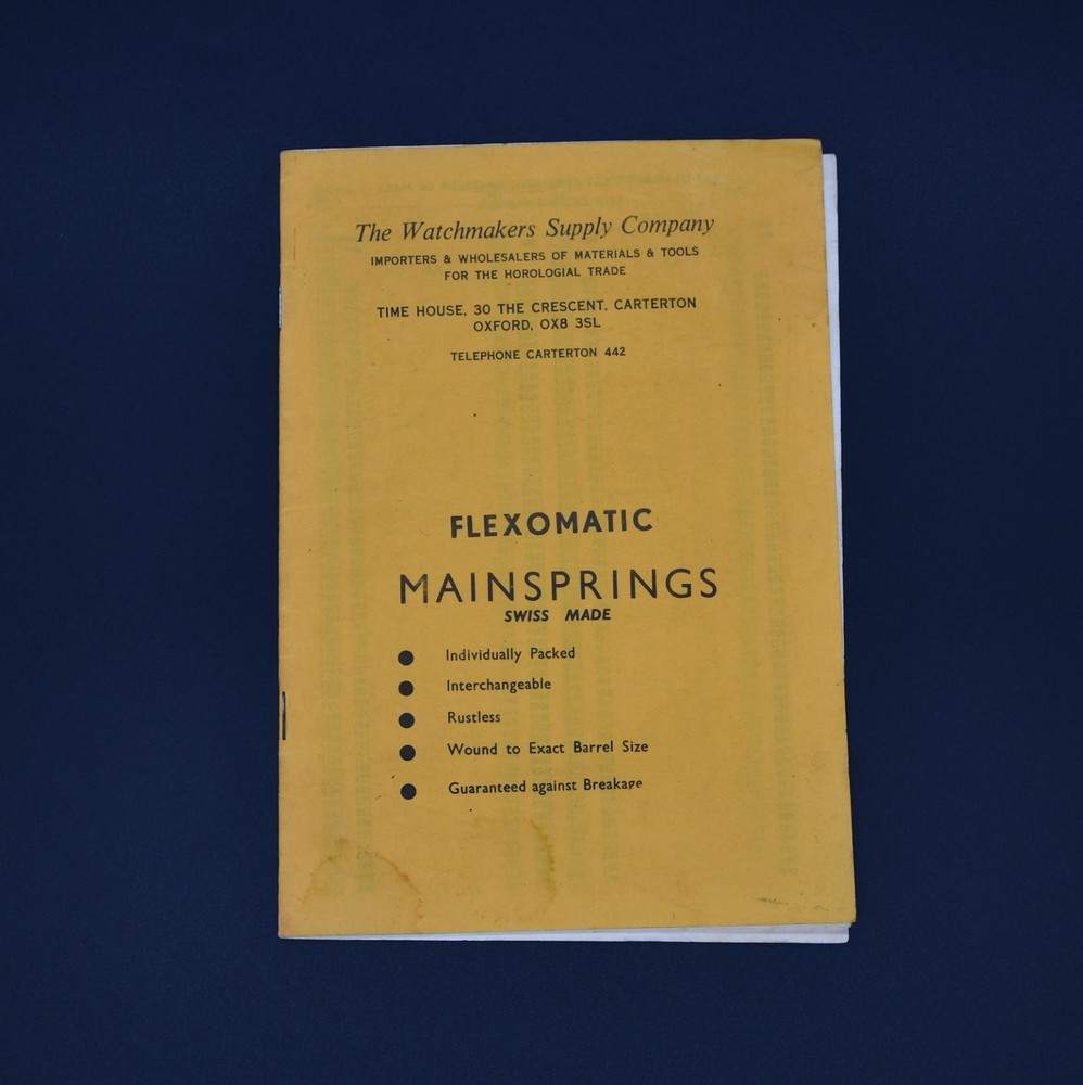 Flexomatic Mainsprings Catalogue 1960s