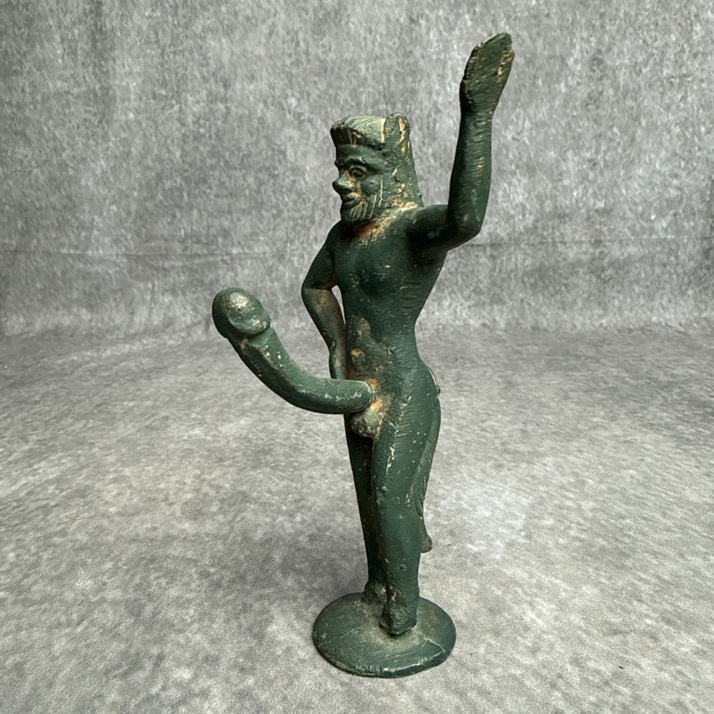 Solid Bronze Ithyphallic Satyr Pan Statuette 5 1/4”" Classical Style