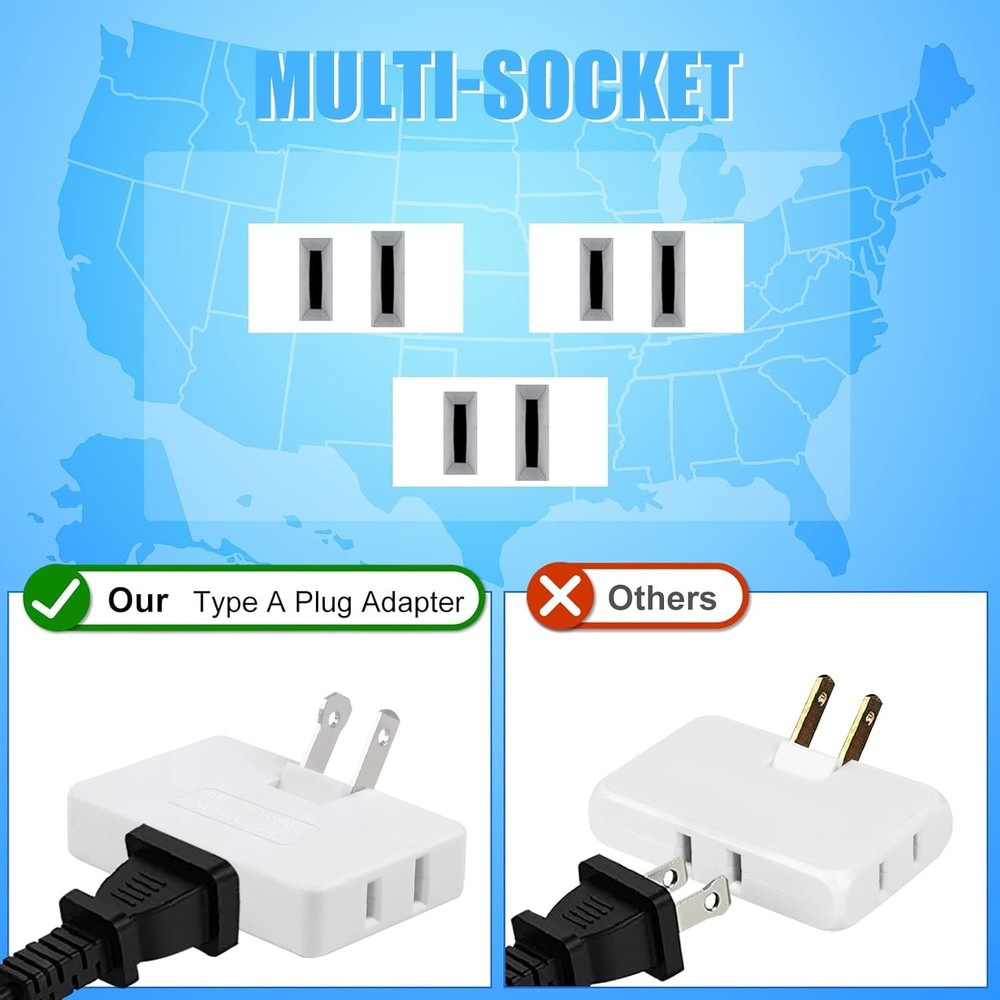 3 Pack AC Flat Wall Outlet Extender Flat Plug Adapter Outlet, Fold-Able