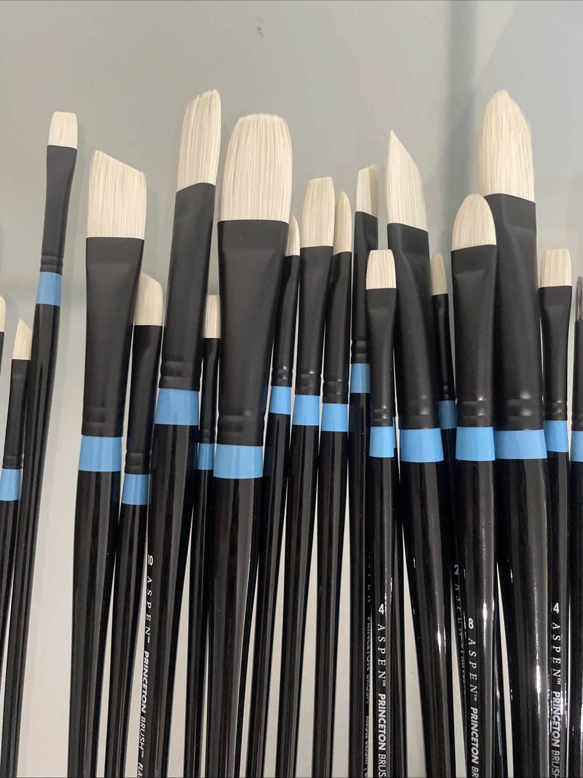 LOT OF 49 - Princeton Aspen Long Handle Oil Acrylic Synthetic Paint Brushes