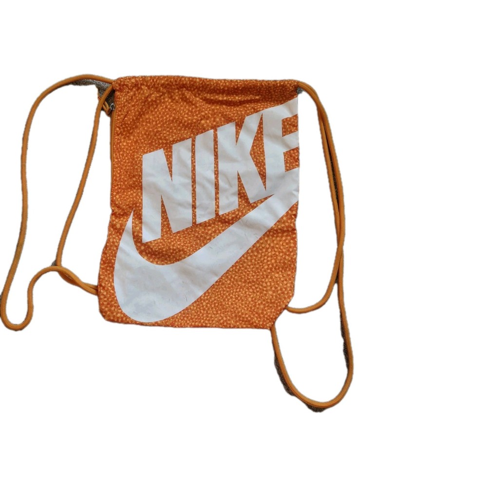 NIKE Orange Drawstring Cinch Bag With Side Zip Pocket