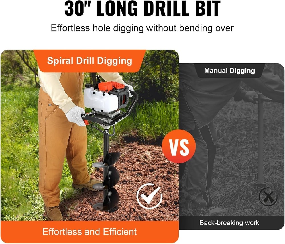 Reliable 1250W Post Hole Digger with Complete Accessory Kit for Garden Projects