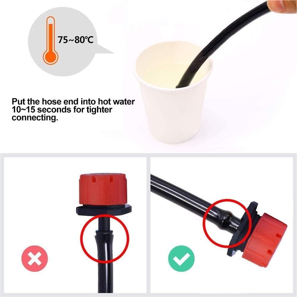 200Pcs Adjustable Drip Irrigation Emitters, 1/4Inch Red