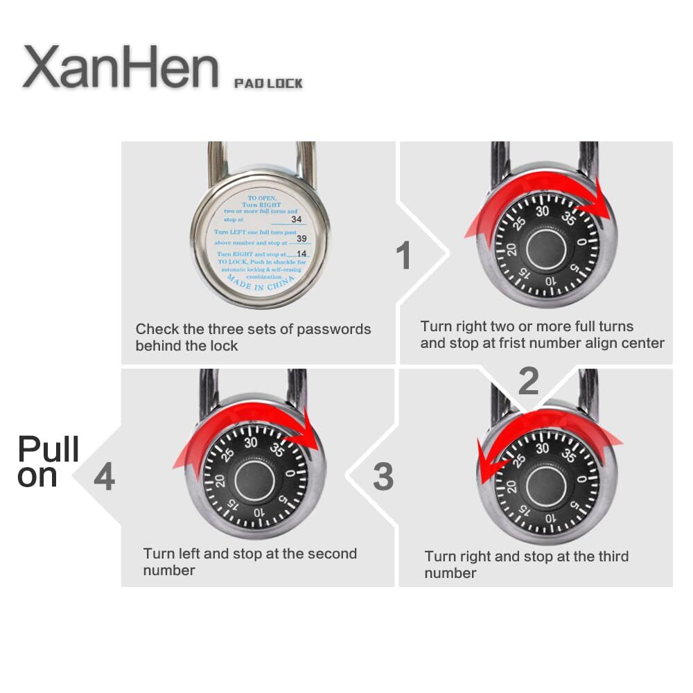 Standard Dial Combination Lock with Different Combinations Black Turnplate Pr...