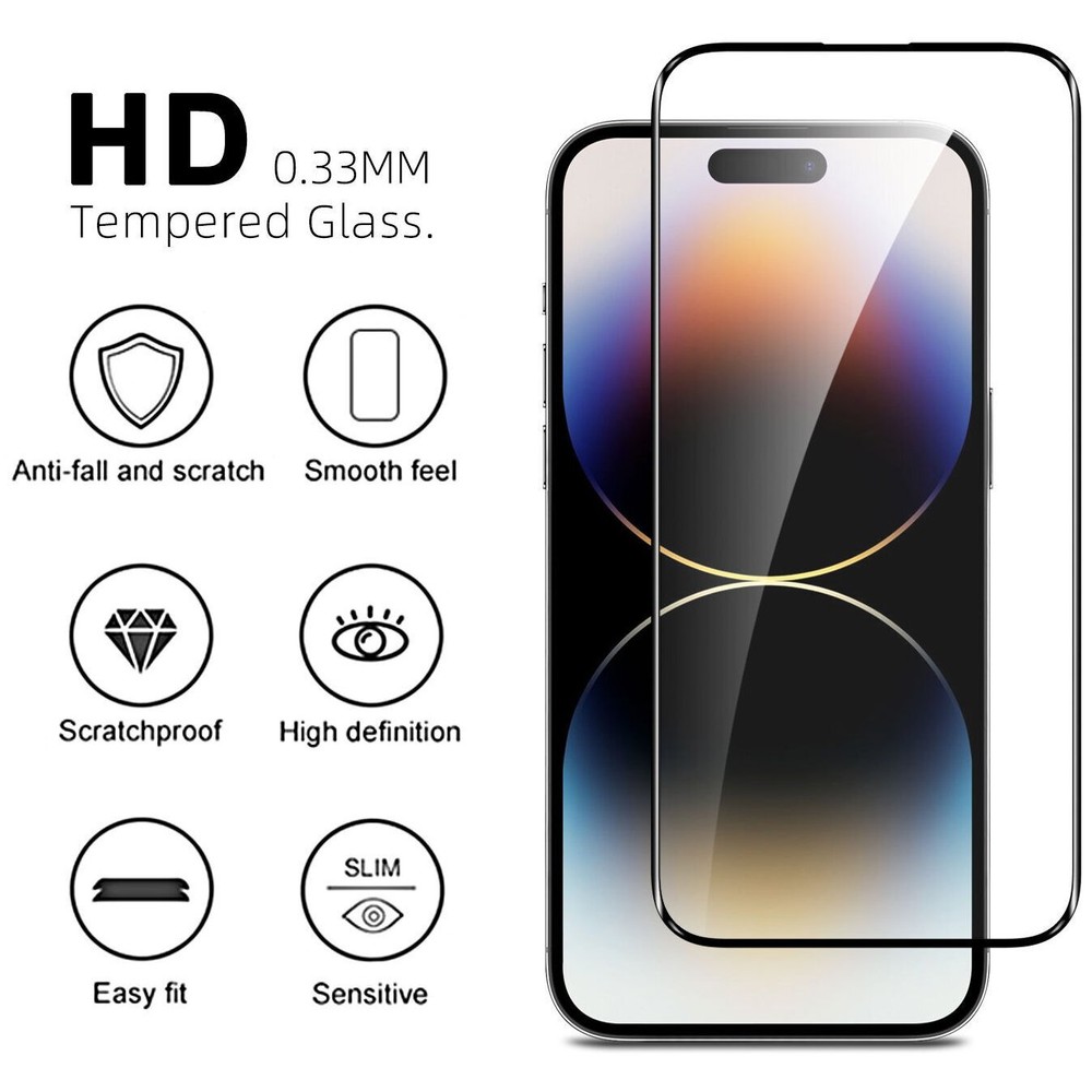 2-Pack Edge-to-Edge Full Coverage HD Tempered Glass Screen Protector for iPhone