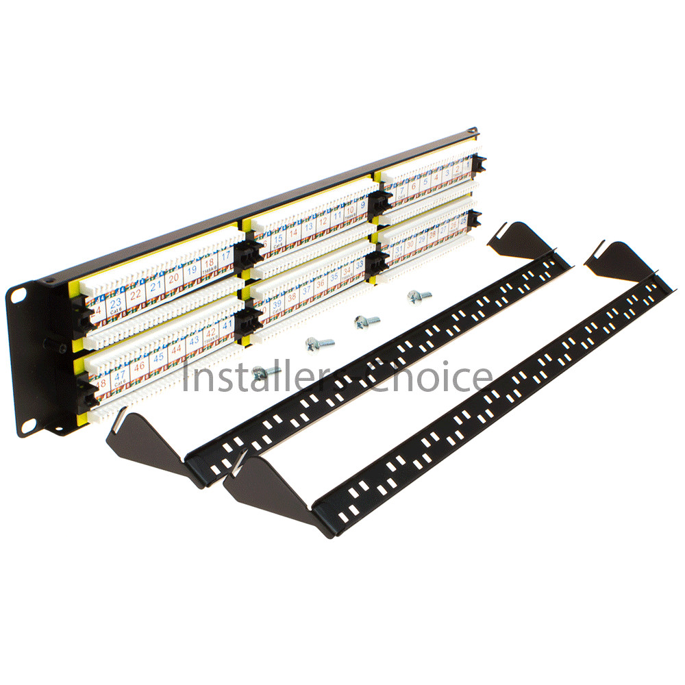 48 port Cat6 UTP LAN wall mount patch panel bracket RJ45 110 Network