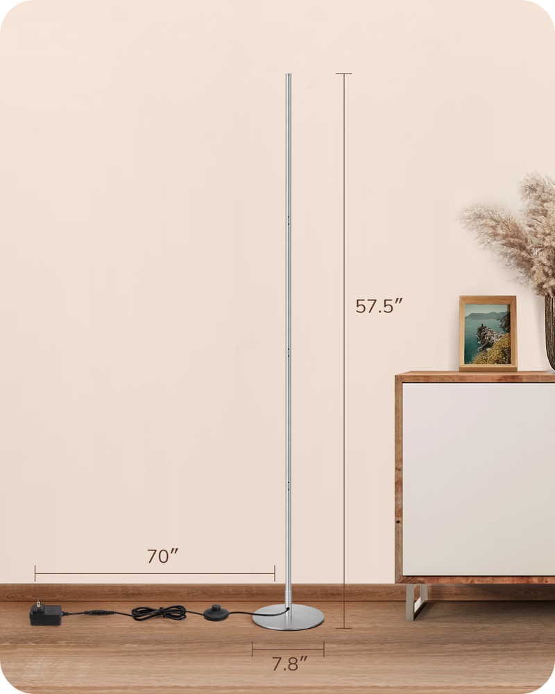 EDISHINE LED Corner Floor Lamp, Dimmable Light, Adjustable Height 3000K
