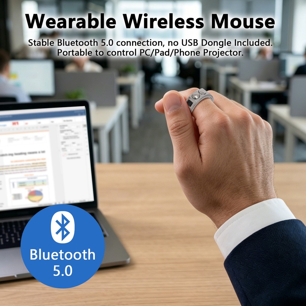 #12 Blutooth Smart Wireless mouse ring for control pc / pad / phone projector