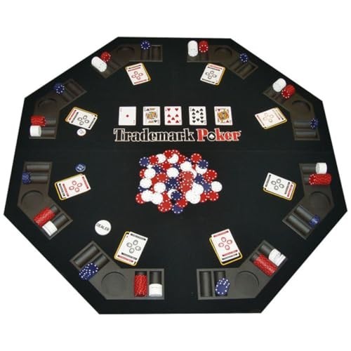 Foldable Poker Table Topper Set - 300 Chips, 2 Decks, Carry Case & Buttons