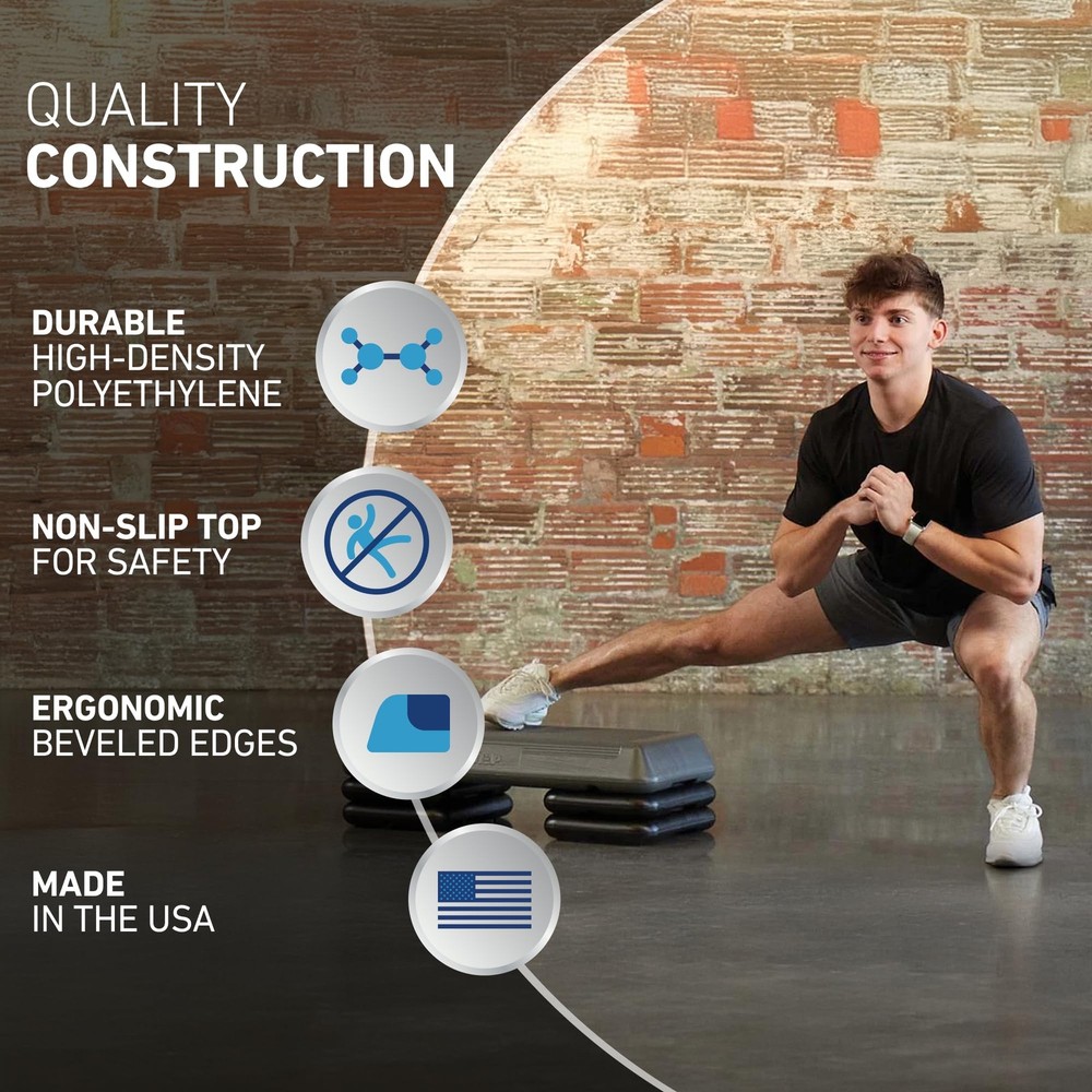 Exercise Step Platform, Circuit Size Stepper for Exercise at Home with 4 Stac...