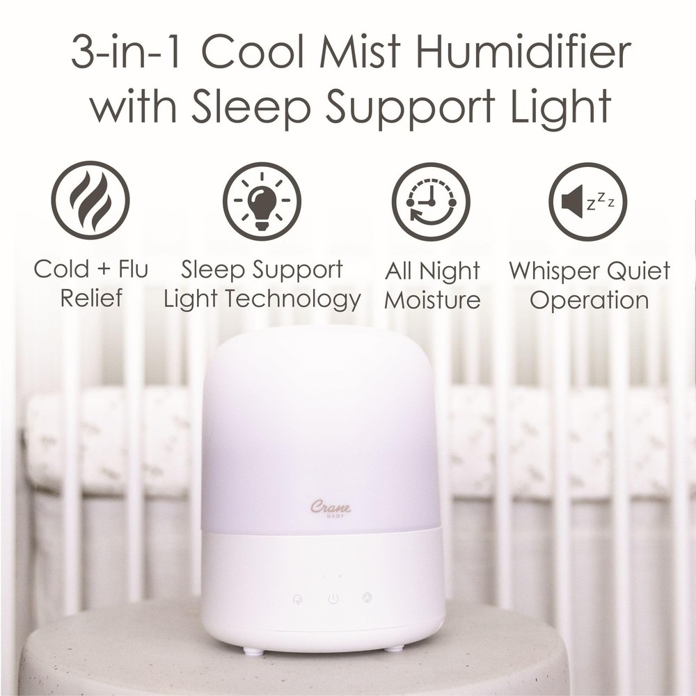 Crane Baby 3-in-1 Humidifier Aroma Diffuser Adjustable Nightlight Auto-Off
