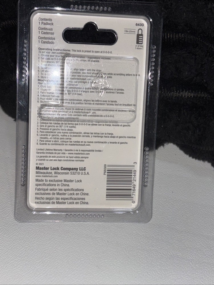 MASTERLOCK Numeric Combination Lock, Set Your Own Combination Padlock, 643D NEW