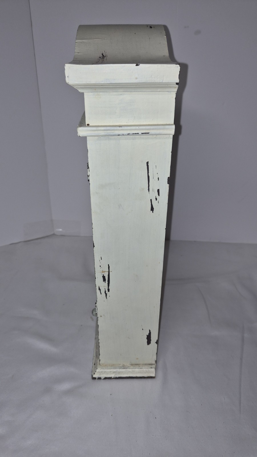 Vintage Shabby Chic Wall Cabinet Distressed Seafoam & White With Scrollwork