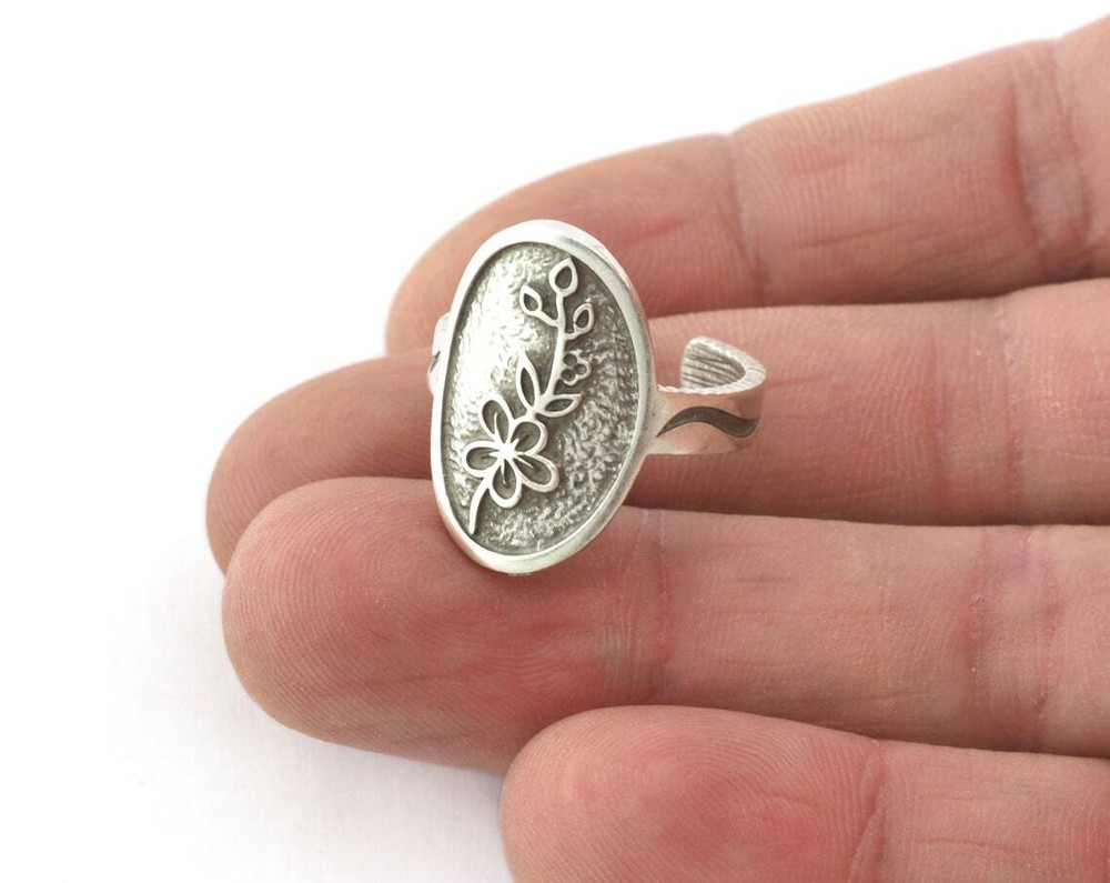 Birth Monthly Flower (May Hawthorne) Adjustable Ring Raw Solid Brass 8us 5319