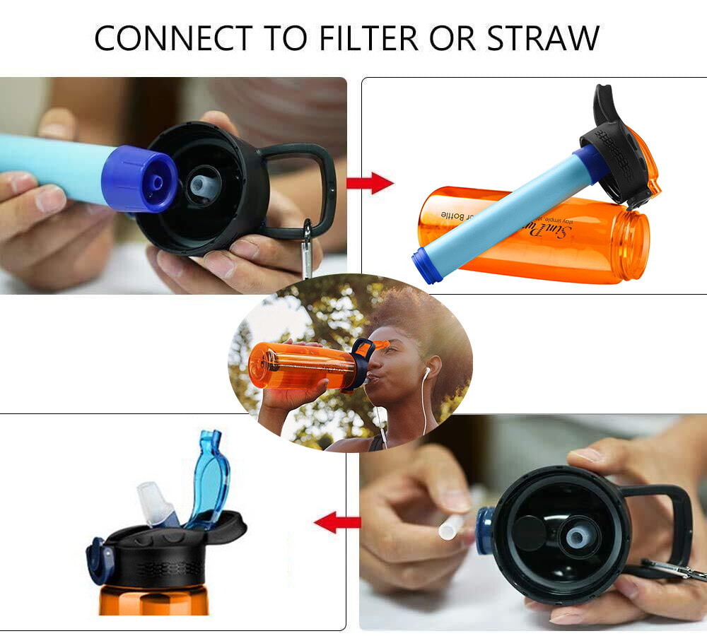 Outdoor Water Filter Straw Bottle, Personal Water Filtration, Emergency Survival