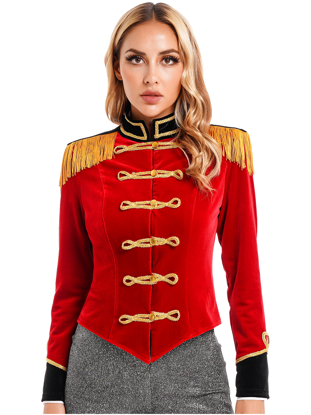 YiZYiF Women Circus Ringmaster Costume Long Sleeve Jacket Coat Halloween Cosplay