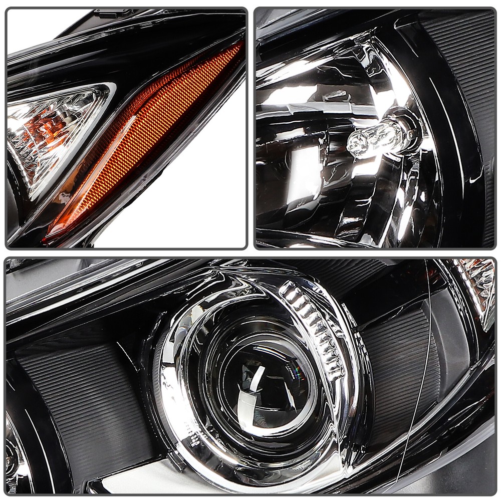Pair Headlights Assembly Black Left+Right w/Projector For 2014-2016 Mazda 3