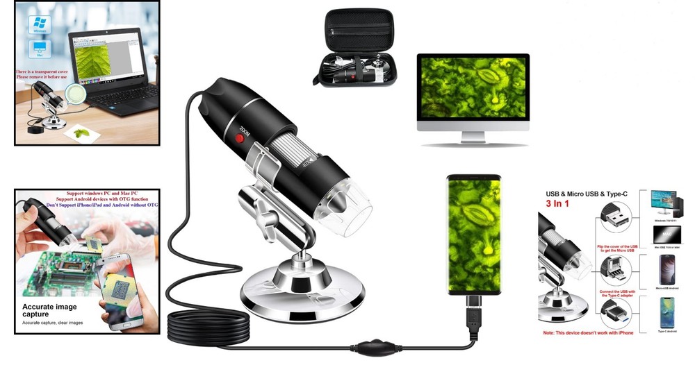 LED-Powered USB Microscope with Carrying Case – Explore the Microworld Anywhere