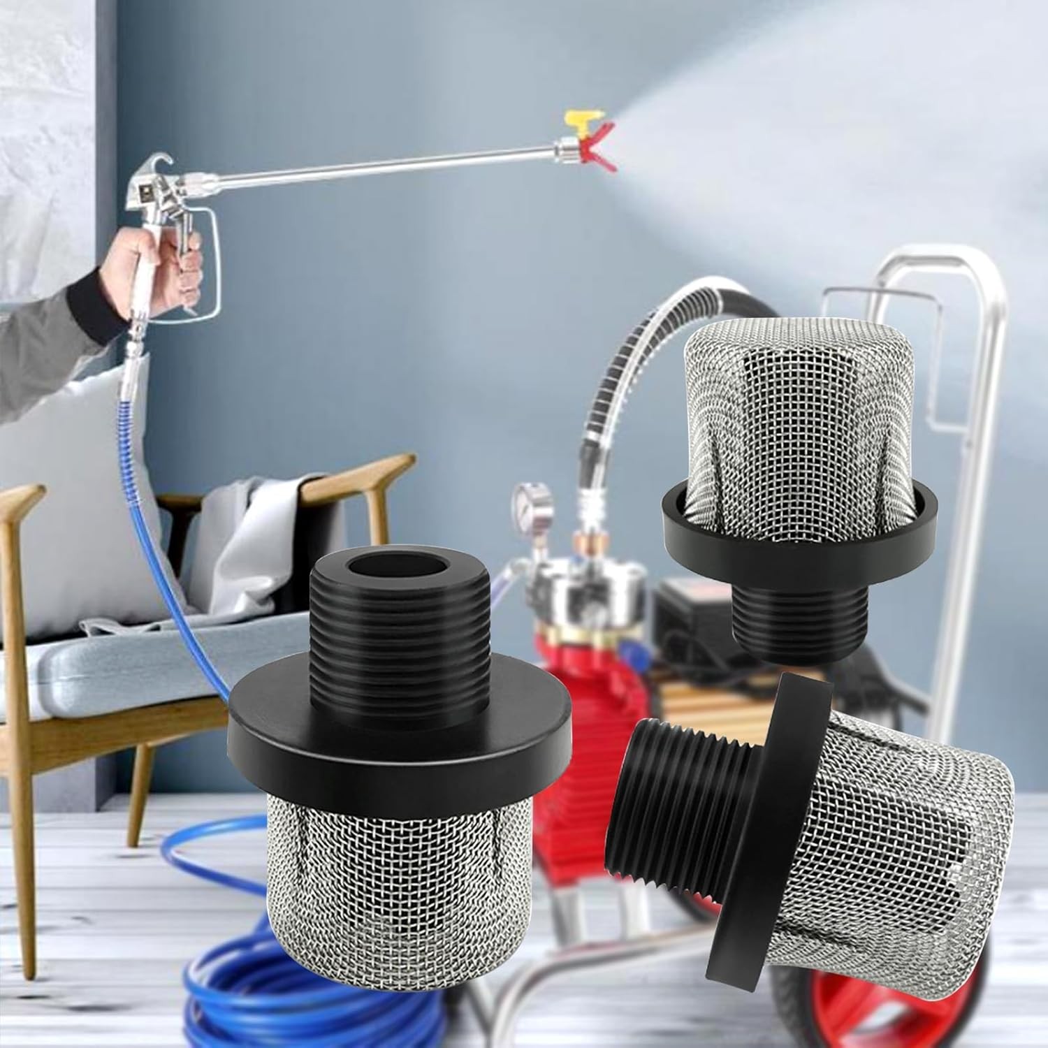 288716 Inlet Suction Strainer Thread for Airless Paint Sprayer, 288716, Black