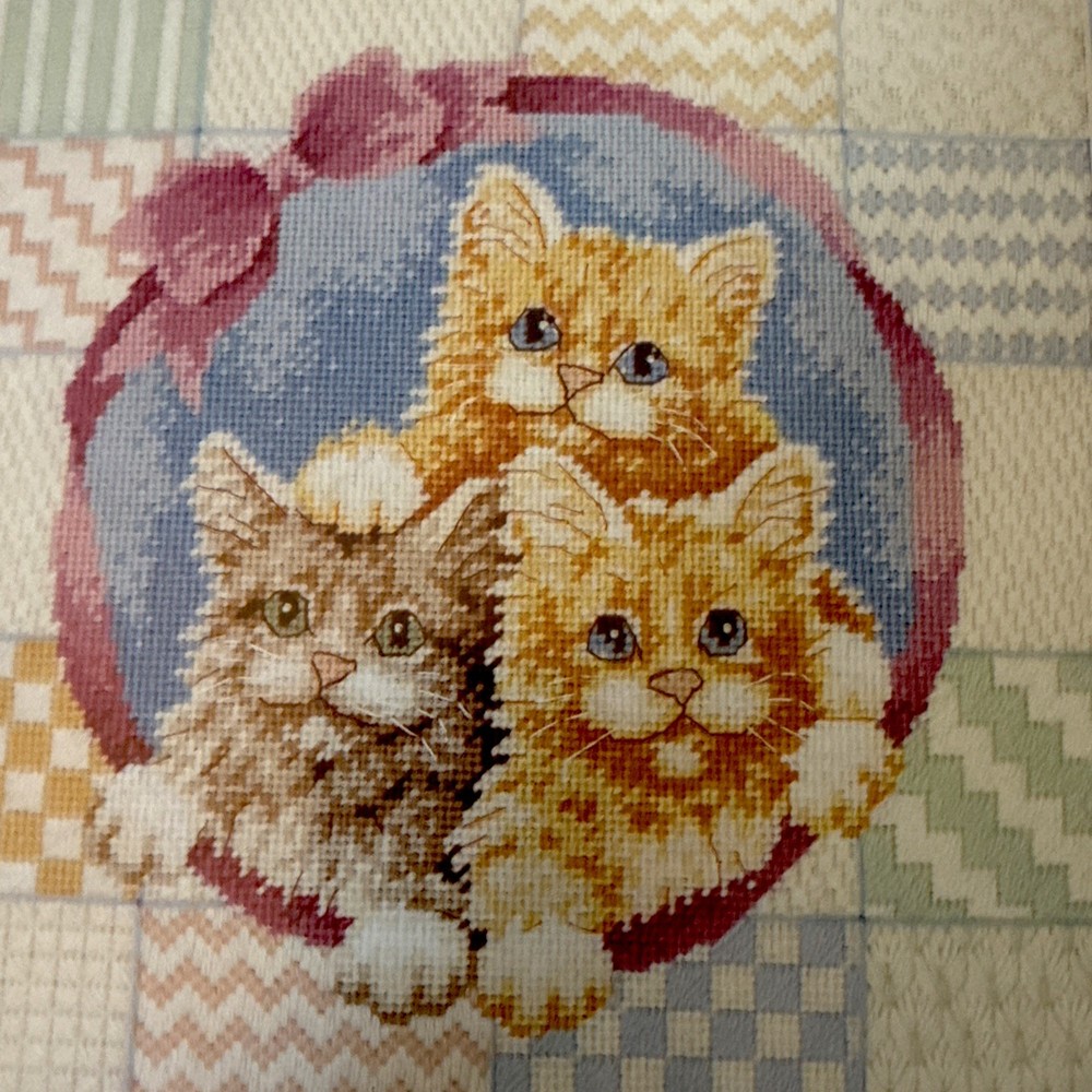 1991 Sunset Needlepoint KIT #12064 Patchwork KITTENS Cats Cynthia Lee Dimensions