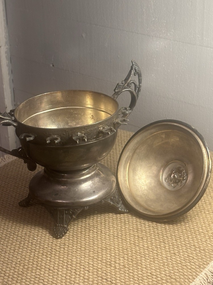 Antique Silver Plated Covered Sugar Bowl
